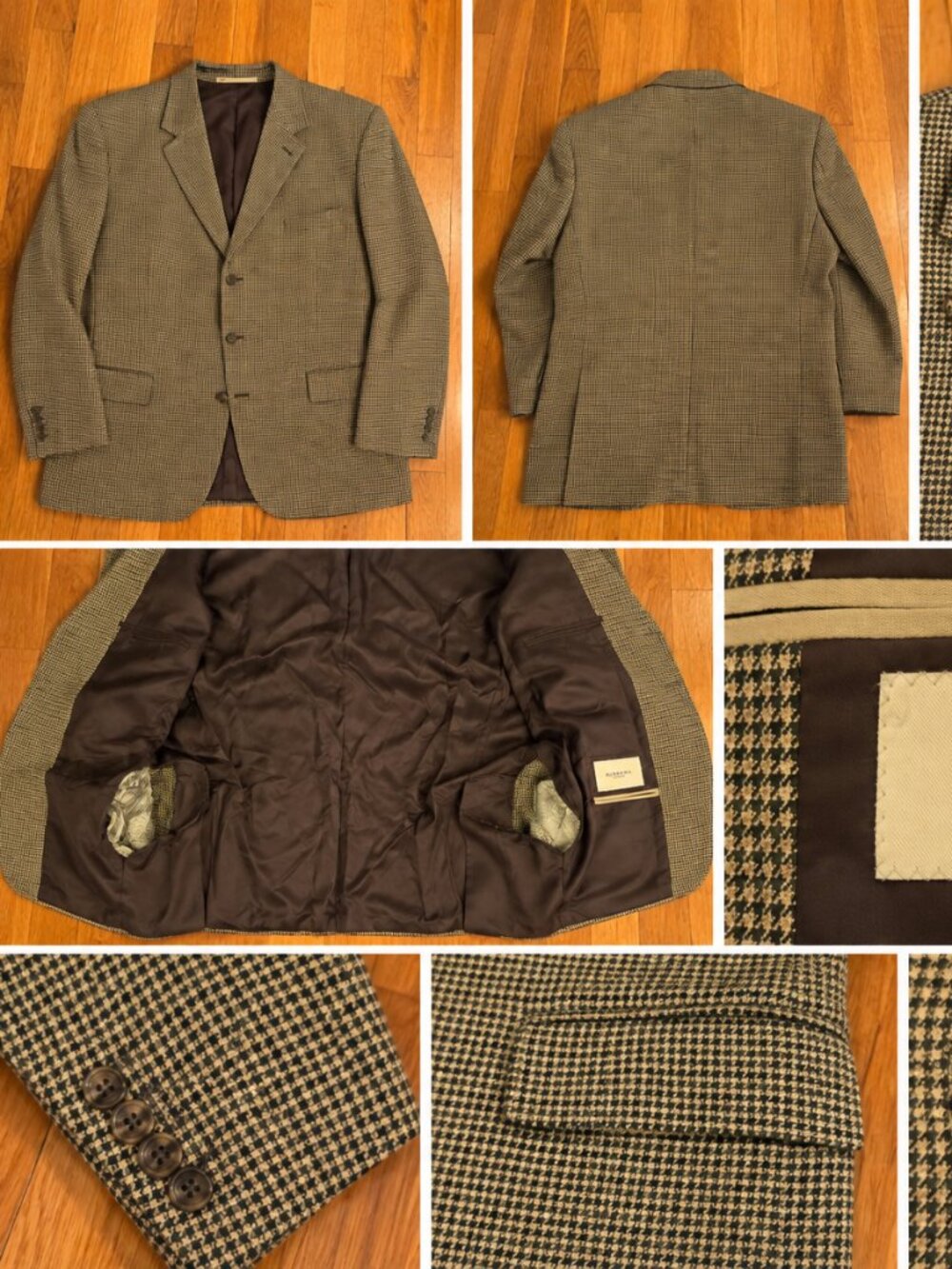 Burberry London Men's Houndstooth Wool Blazer Sport Coat Brown/Tan 42R